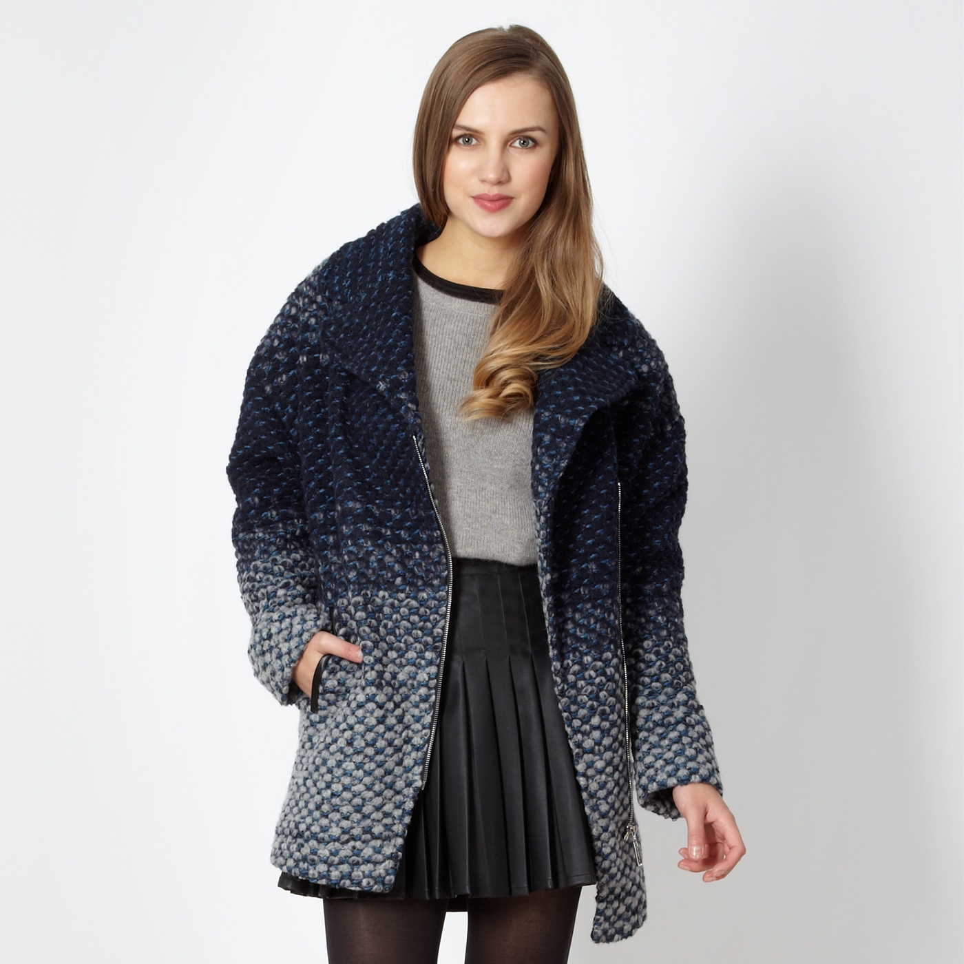Butterfly by Matthew Williamson Designer blue knitted textured coat