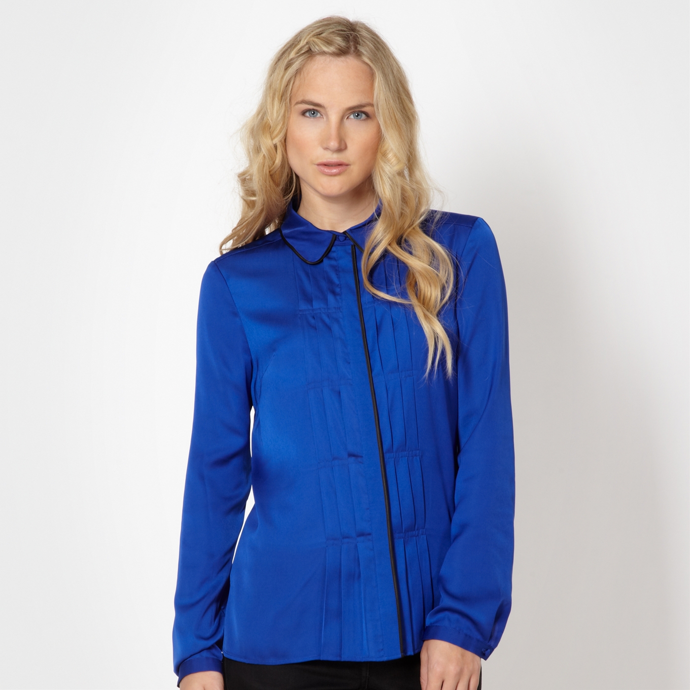 Jonathan Saunders/EDITION Designer royal blue pleated blouse