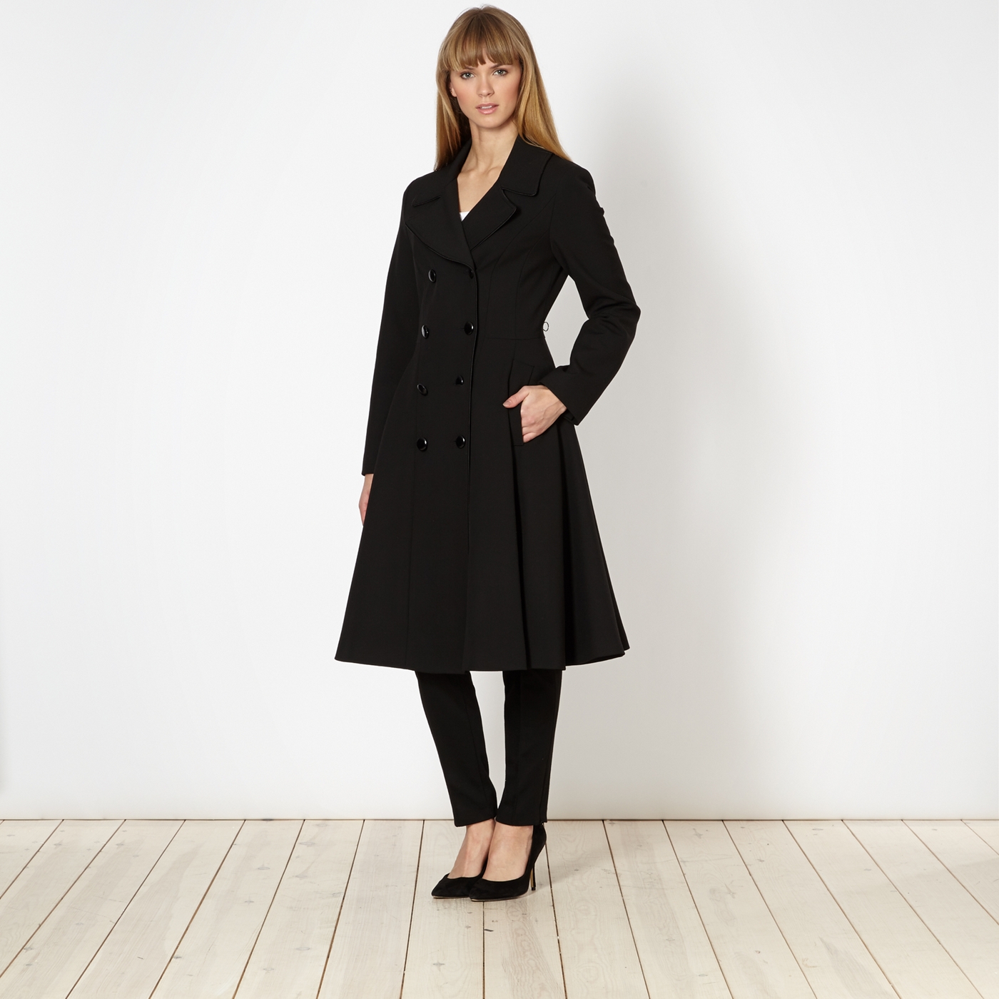 Jonathan Saunders/EDITION Designer black fit and flare coat