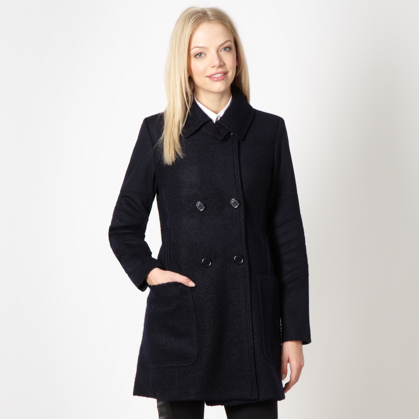 Preen/EDITION Designer navy boucle coat