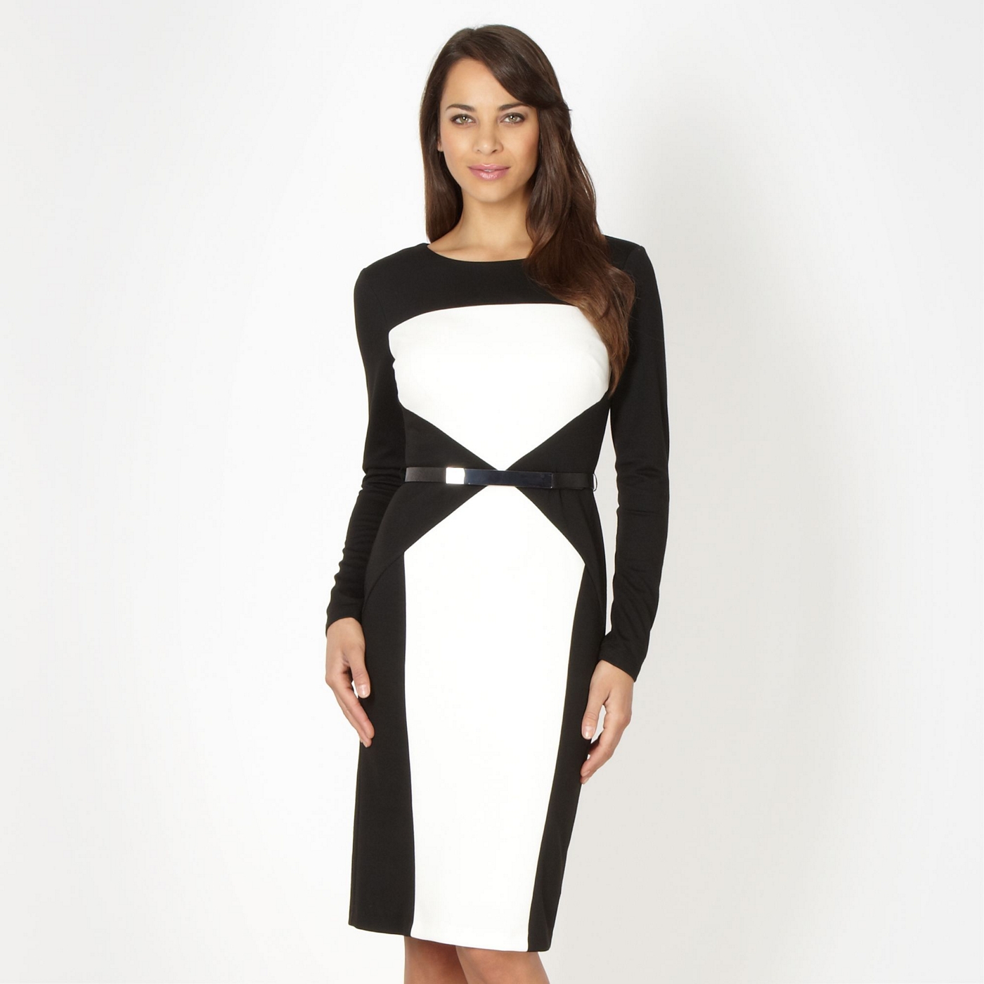 Star by Julien Macdonald Designer black colour block cocktail dress