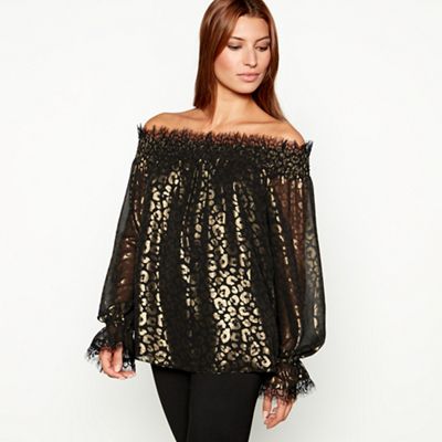 Star by Julien Macdonald - Gold animal print Bardot top