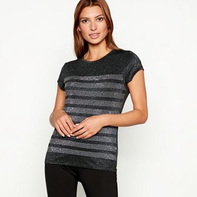 Star by Julien Macdonald - Black sparkle diamante stripe T-shirt