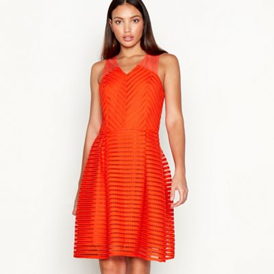 Star by Julien Macdonald - Orange striped sleeveless mini fit and flare dress