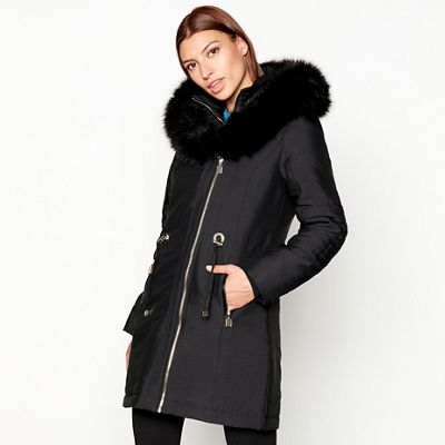 Star by Julien Macdonald - Black coated fur hood parka