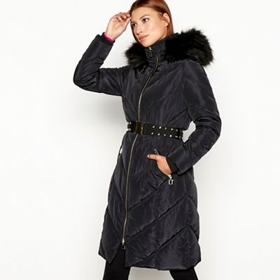 Star by Julien Macdonald - Black faux fur belted padded coat