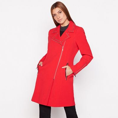 Star by Julien Macdonald - Red studded silver zip biker coat