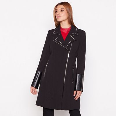 Star by Julien Macdonald - Black studded silver zip biker coat