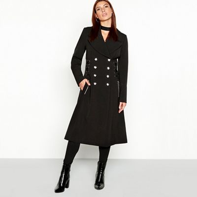 Star by Julien Macdonald - Black corset side detail double breasted coat