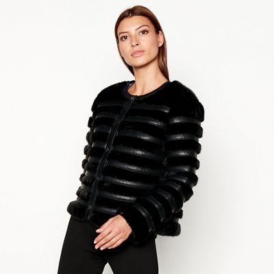 Star by Julien Macdonald - Black faux fur belted collarless jacket