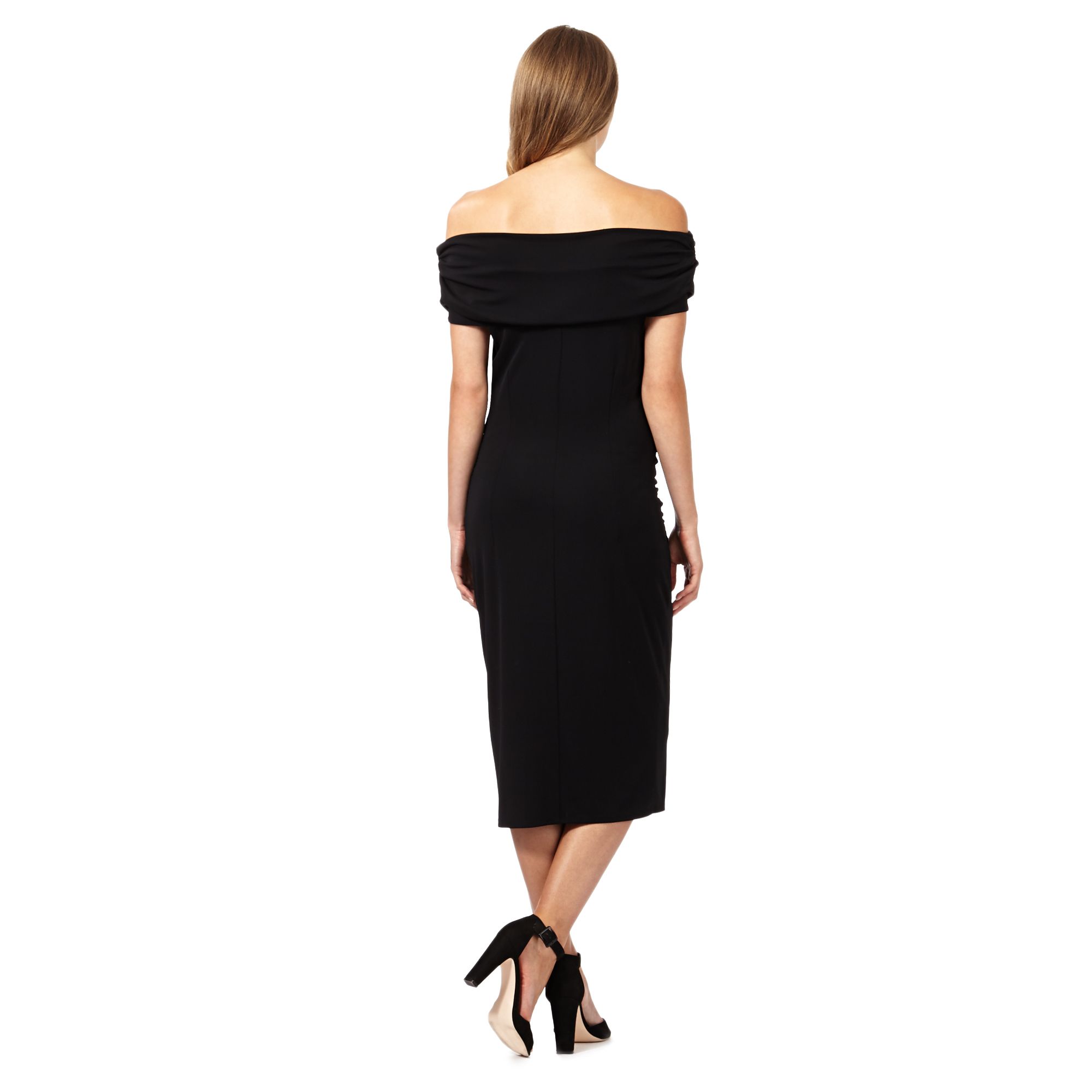Star By Julien Macdonald Womens Designer Black Ruched Bardot Dress | eBay