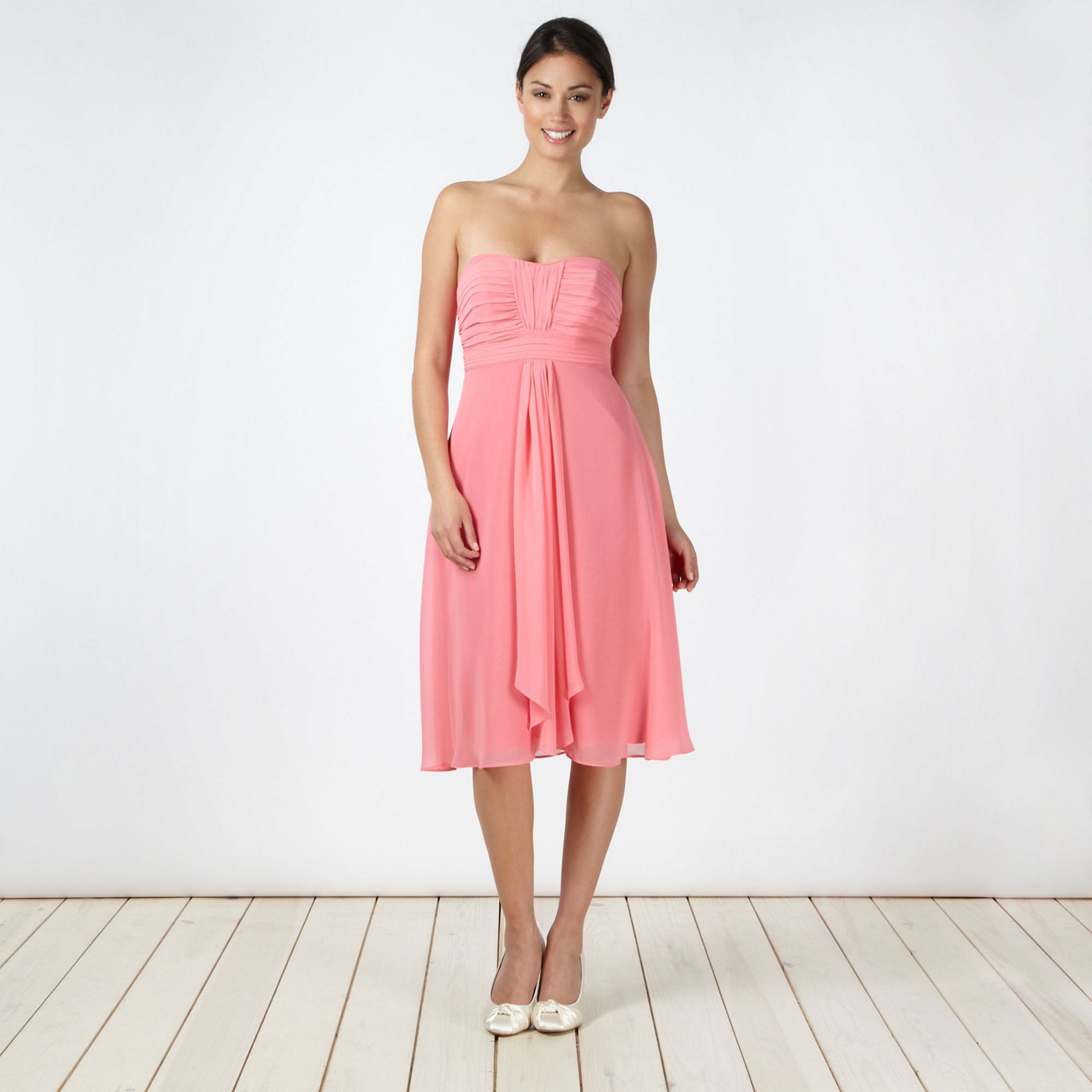 Debut Mid rose ruched bust midi dress