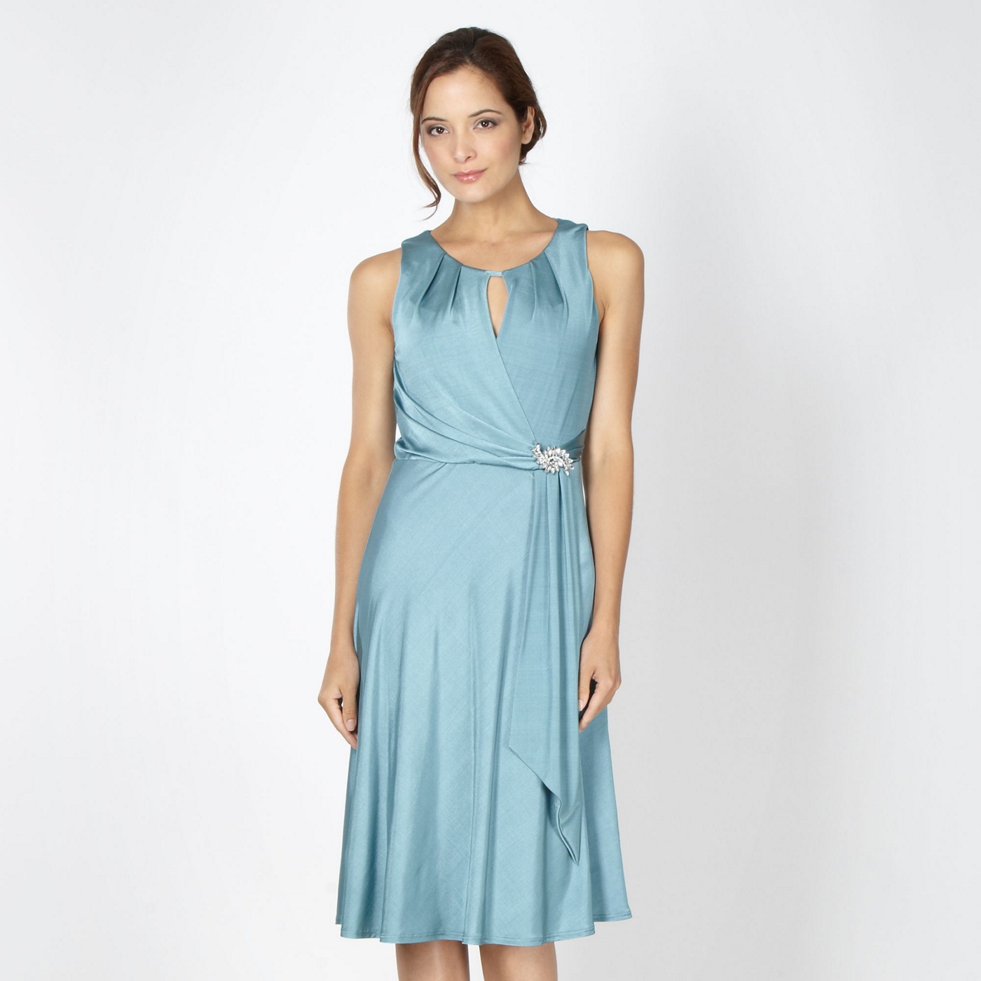 Debut Turquoise jersey brooch dress