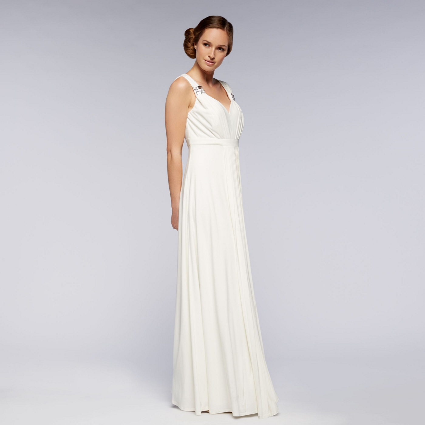 Debut Ivory pleated jersey maxi dress