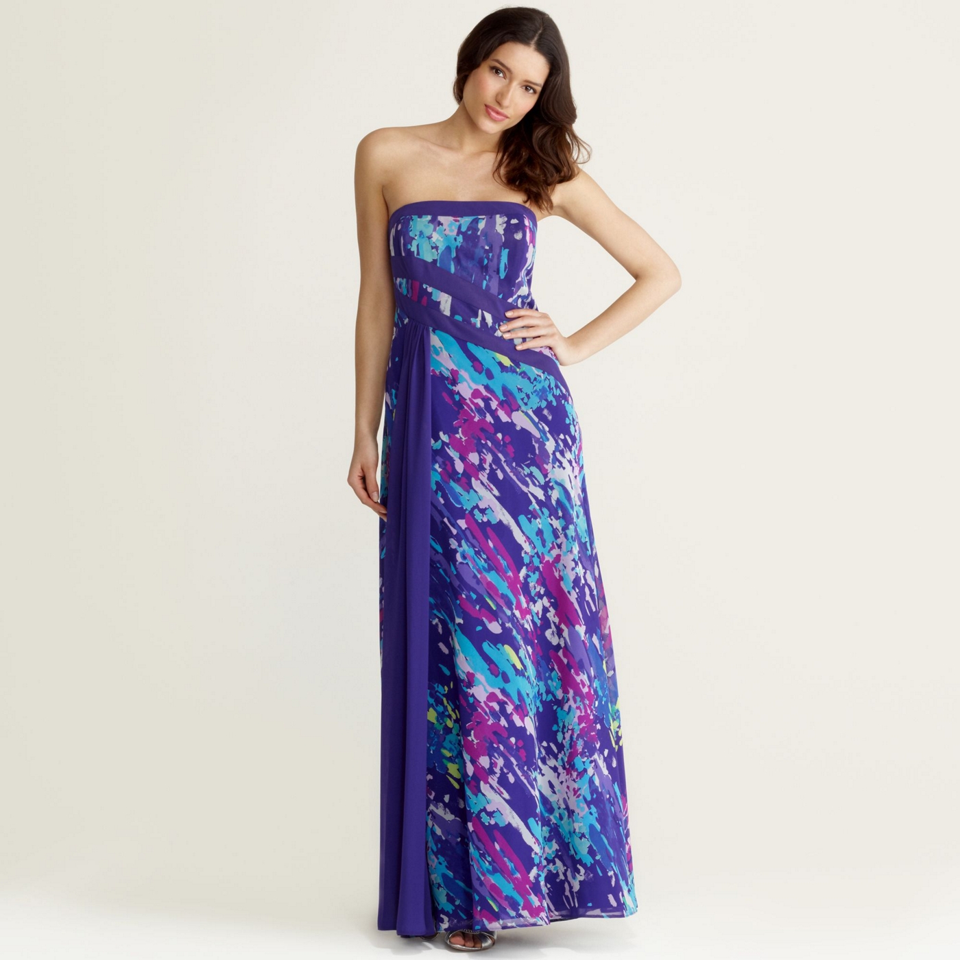 Debut Purple artwork long evening dress