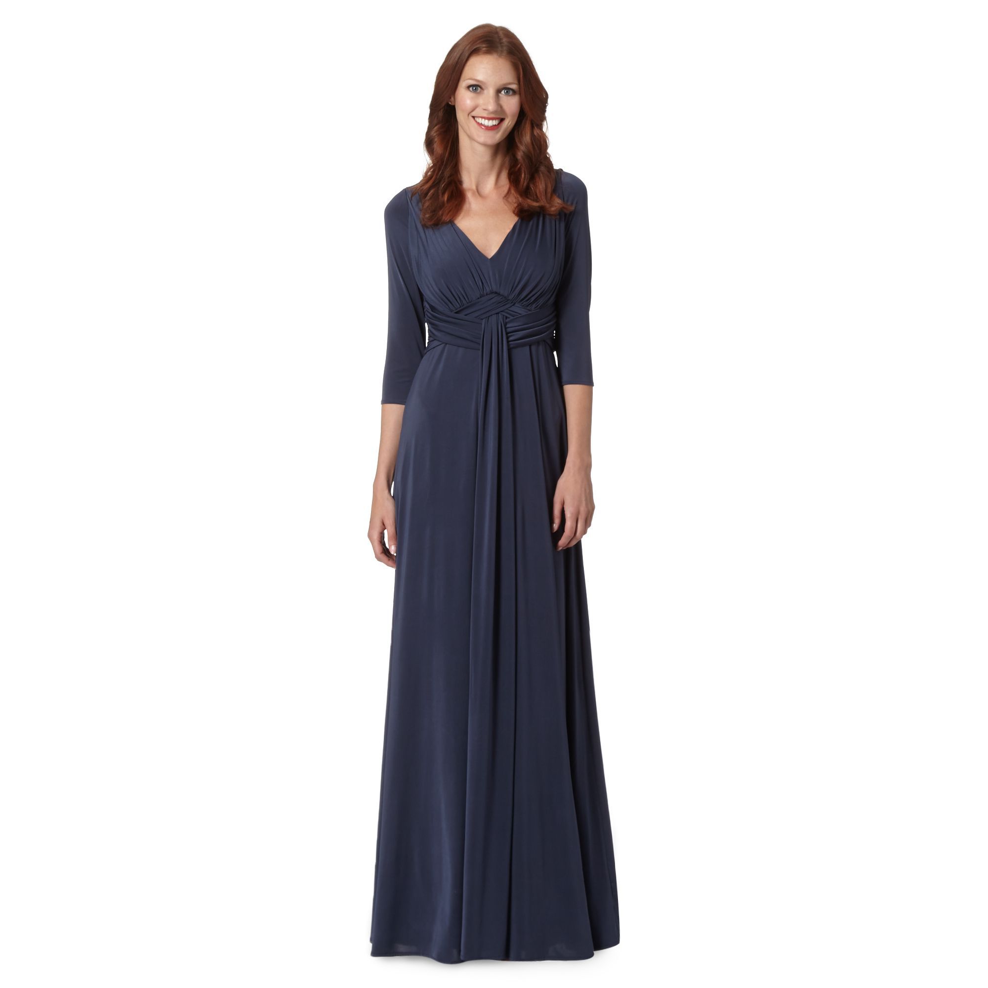 Debut Navy Wrap Waist Jersey Maxi Dress From Debenhams | eBay