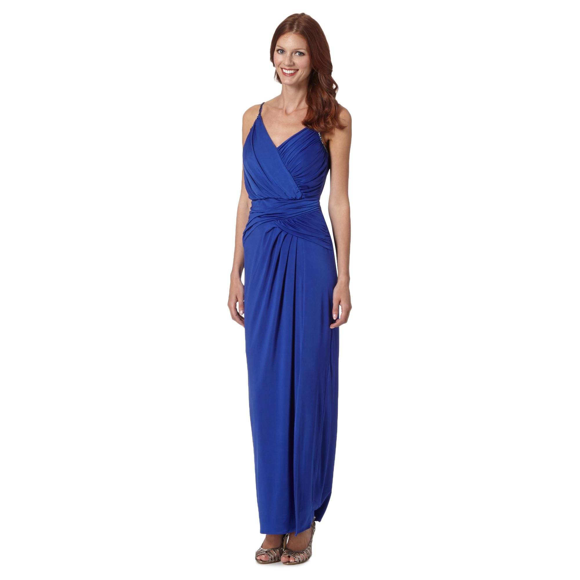 Pearce Ii Fionda Designer Bright Blue Beaded Strap Maxi Dress From ...