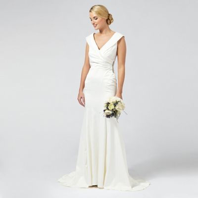 Debut Ivory satin Samantha v neck wedding  dress  Debenhams 