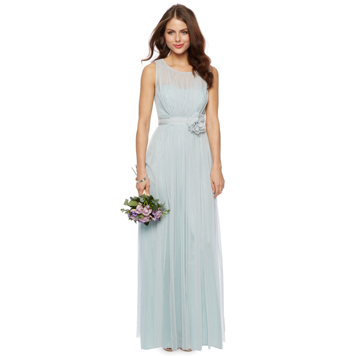 Debut Celine Mesh Bodice Maxi Dress with Corsage