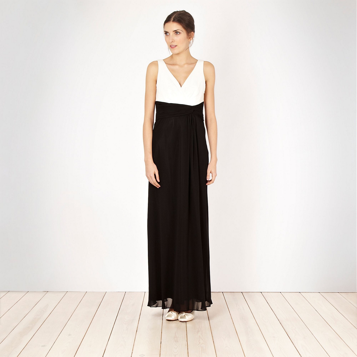 Debut Black colour block chiffon maxi dress