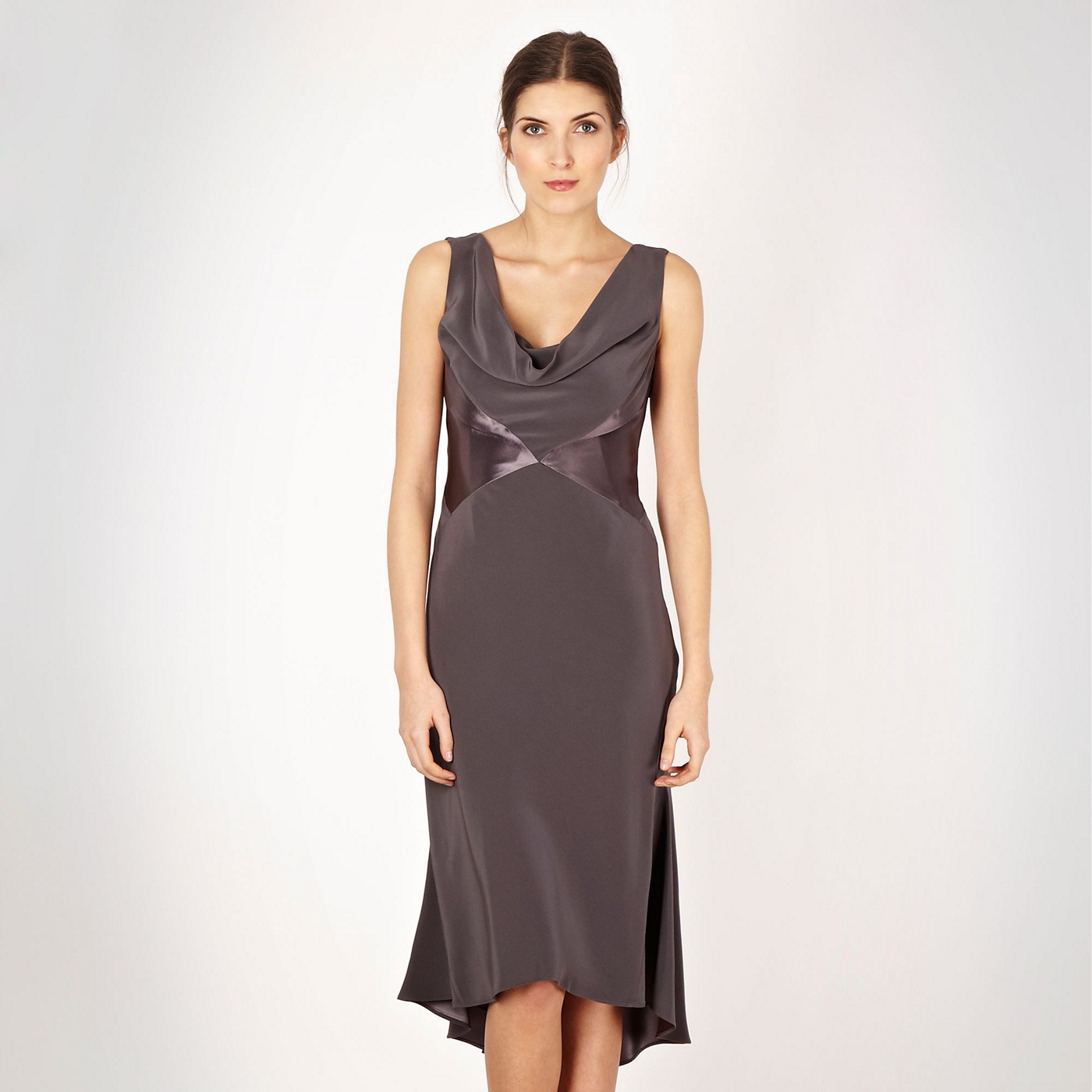 Pearce II Fionda Designer dark grey matte and shine cocktail dress