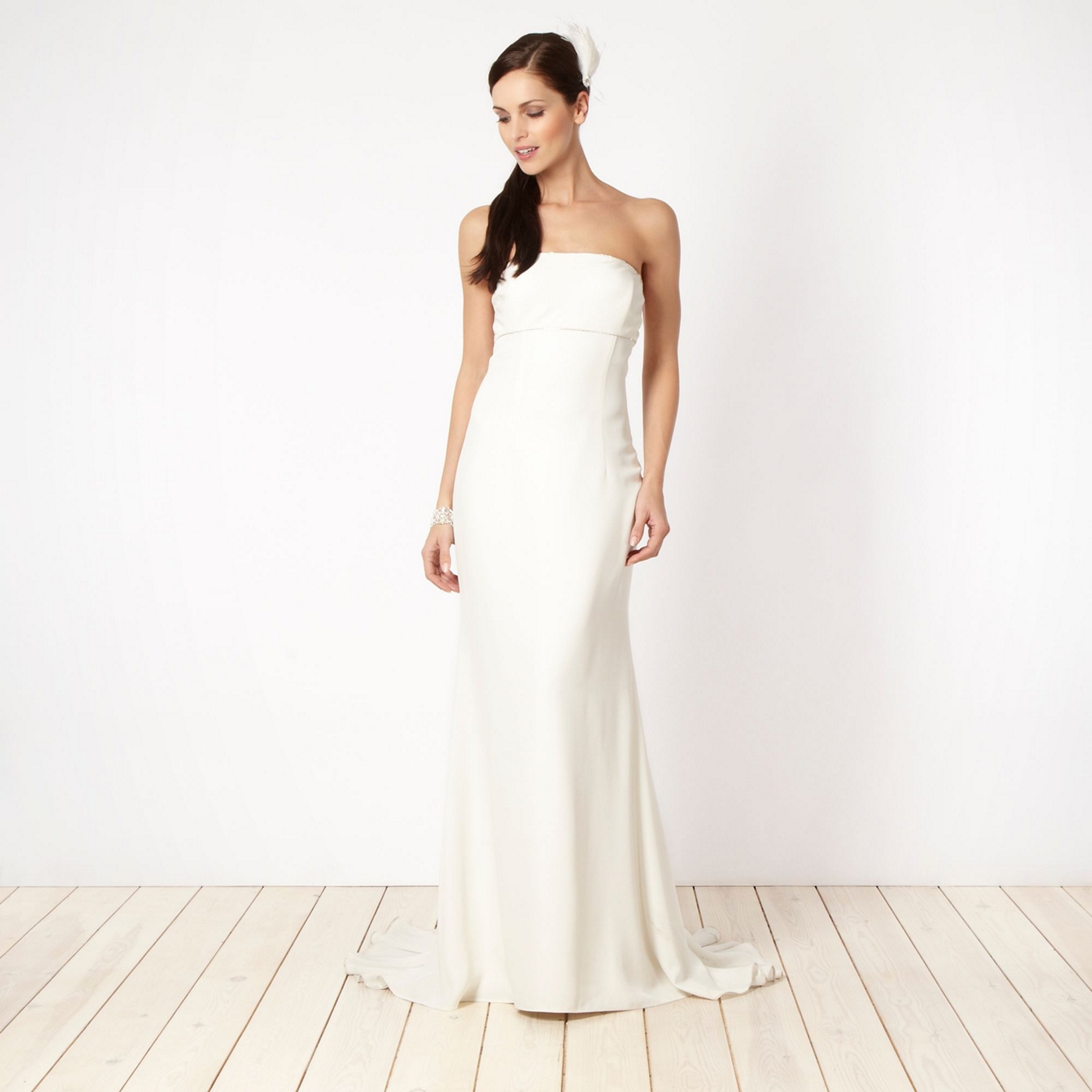 Principles by Ben de Lisi Cream bead embellished bandeau bridal gown