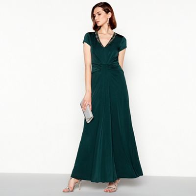 No. 1 Jenny Packham - Dark green crystal embellished 'Marina' maxi dress