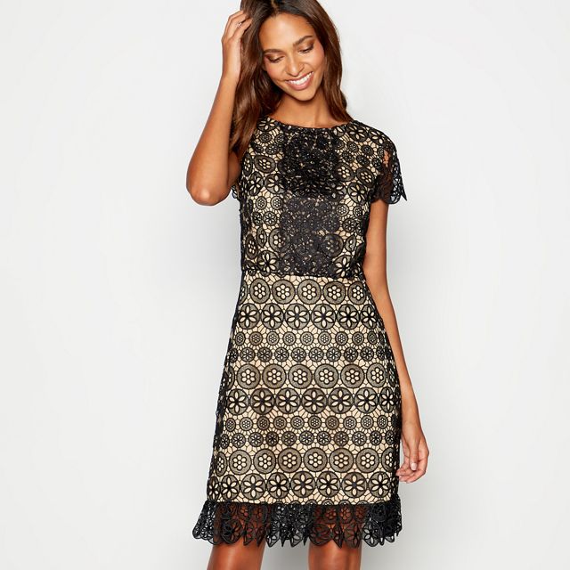 Offer Debenhams Black Mono Lace Mini Dress Debenhams