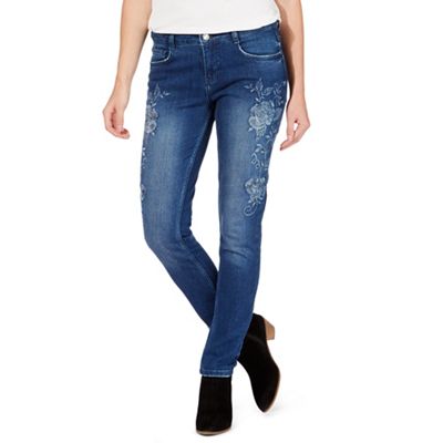 Nine by Savannah Miller Blue embroidered slim leg jeans | Debenhams