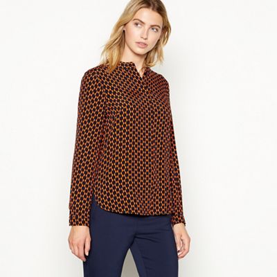 J by Jasper Conran - Orange geometric print long sleeve shirt