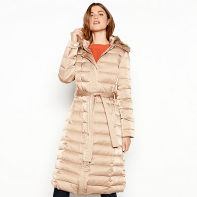 J by Jasper Conran - Dark gold quilted feather and down hooded coat