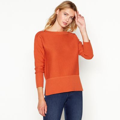 J by Jasper Conran - Orange button shoulder wool blend jumper
