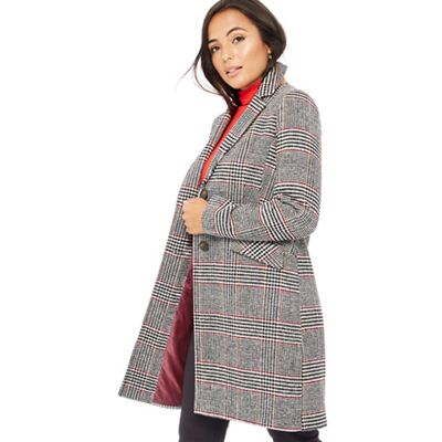 The Collection Petite - Multicoloured check print petite city coat