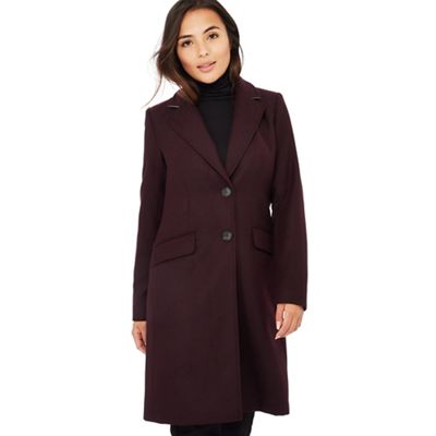The Collection Petite - Dark purple single breasted petite city coat