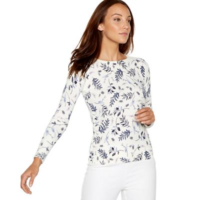 Maine New England - Ivory lavender print jumper