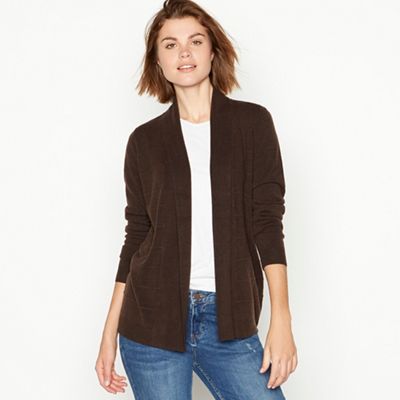 Maine New England - Chocolate textured stripe cardigan