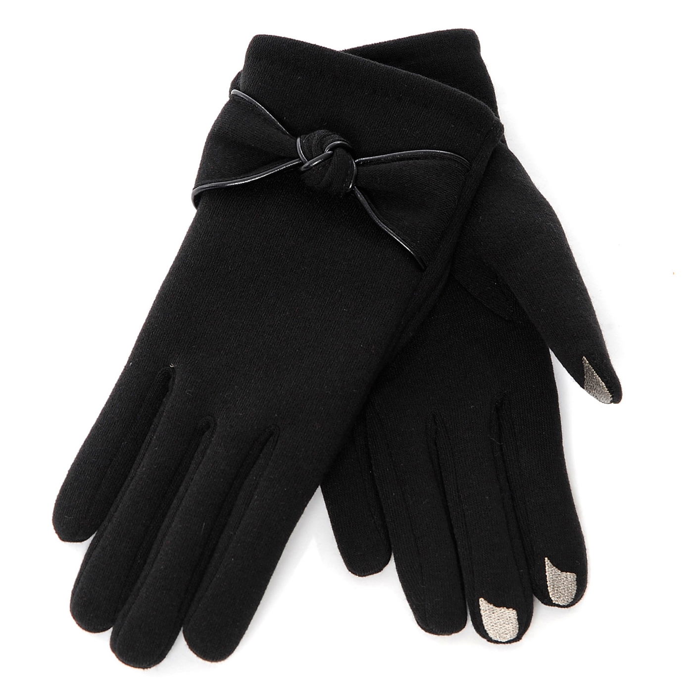 Isotoner Black knot detail smartouch thermal gloves