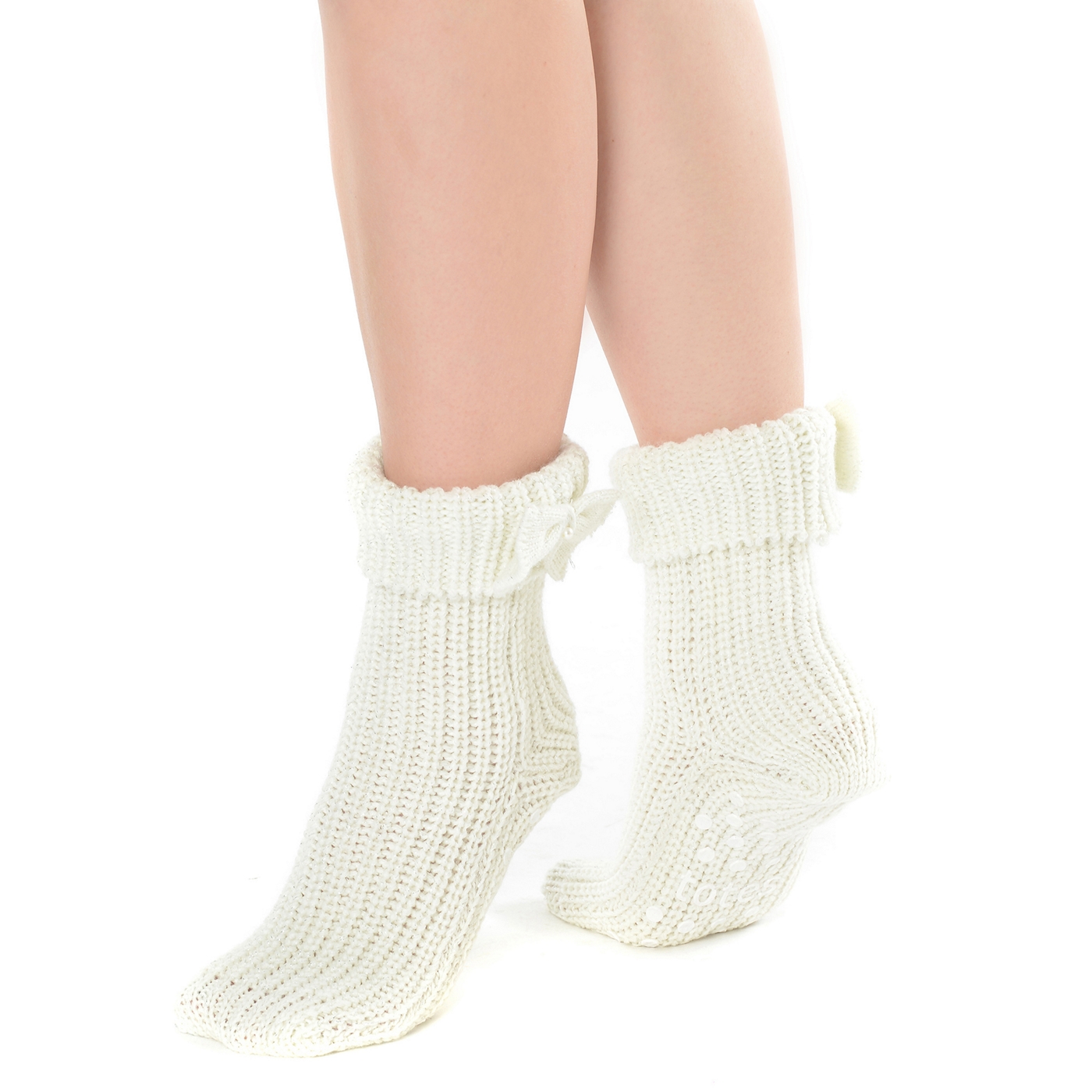 Totes Cream bow cuff ankle socks