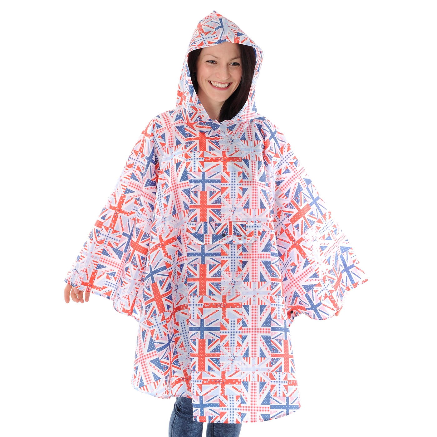 Totes Red union jack flag rain poncho