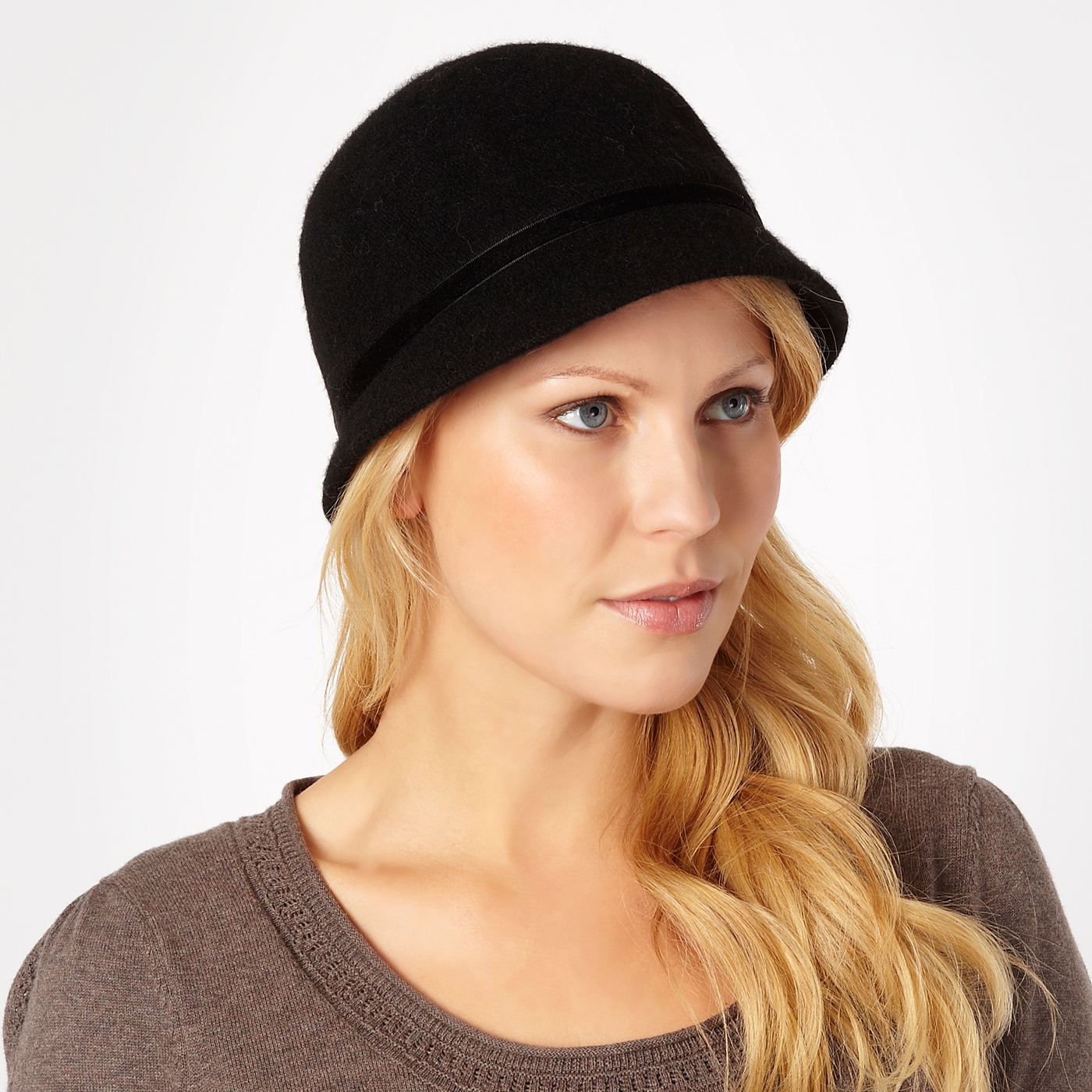 RJR.John Rocha Black wool cloche hat