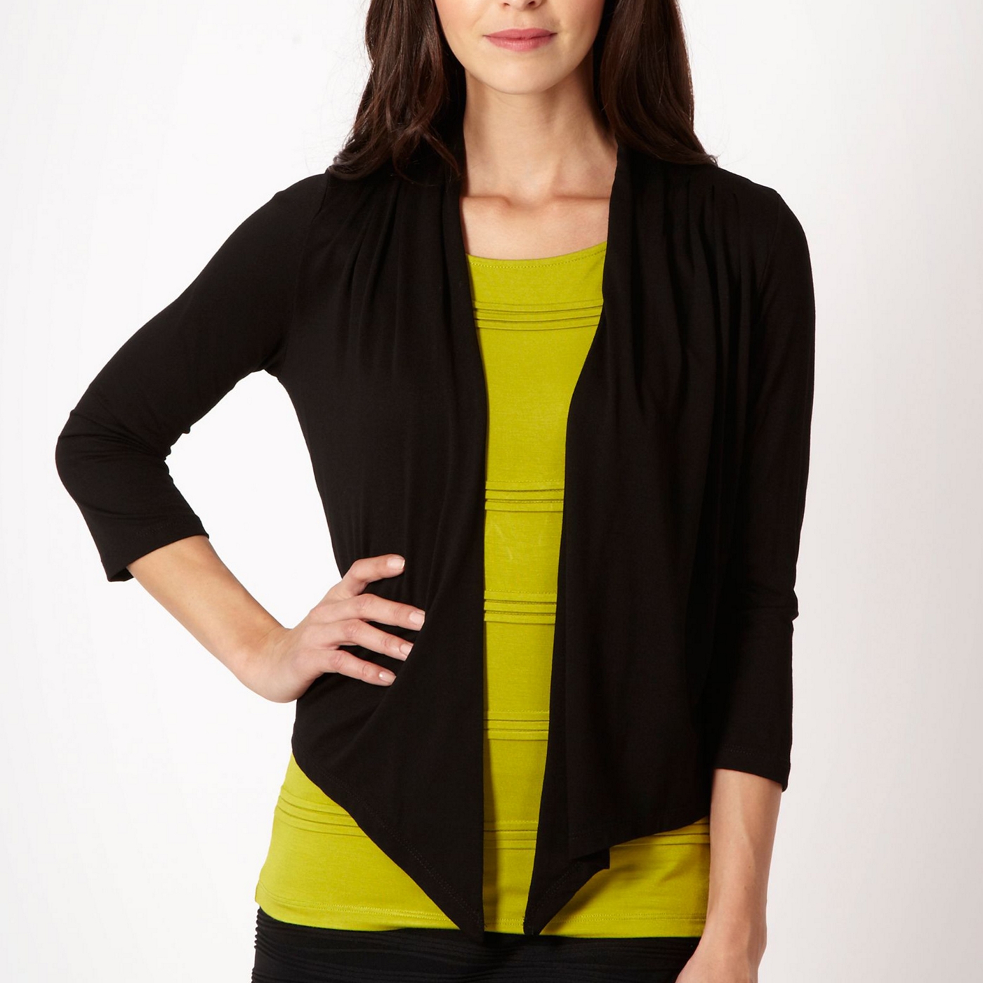 The Collection Black pleat drape cardigan