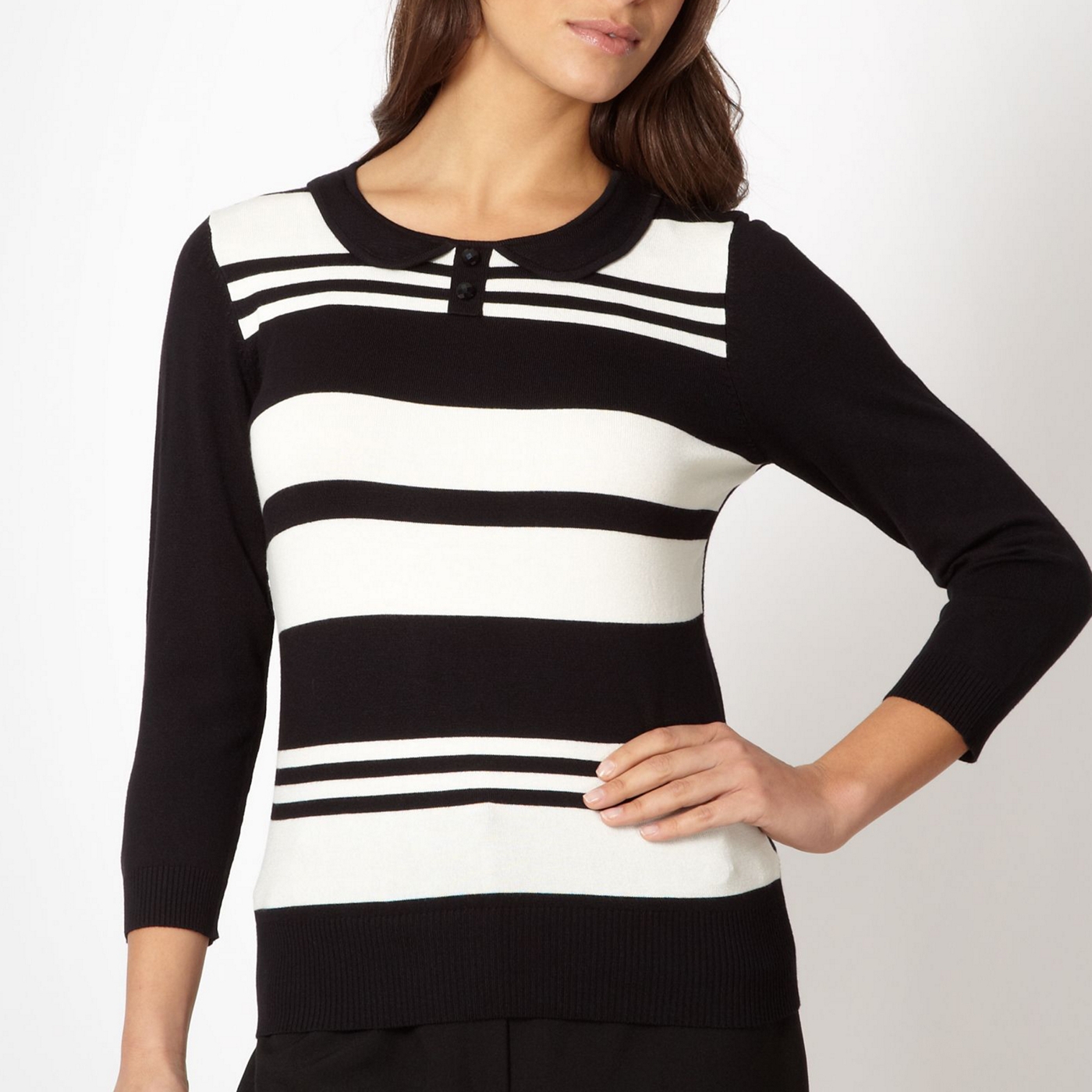 The Collection Petite Petite black striped collar jumper