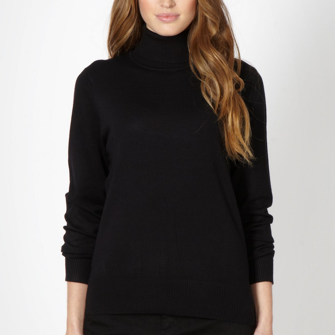 The Collection Black stretch roll neck jumper