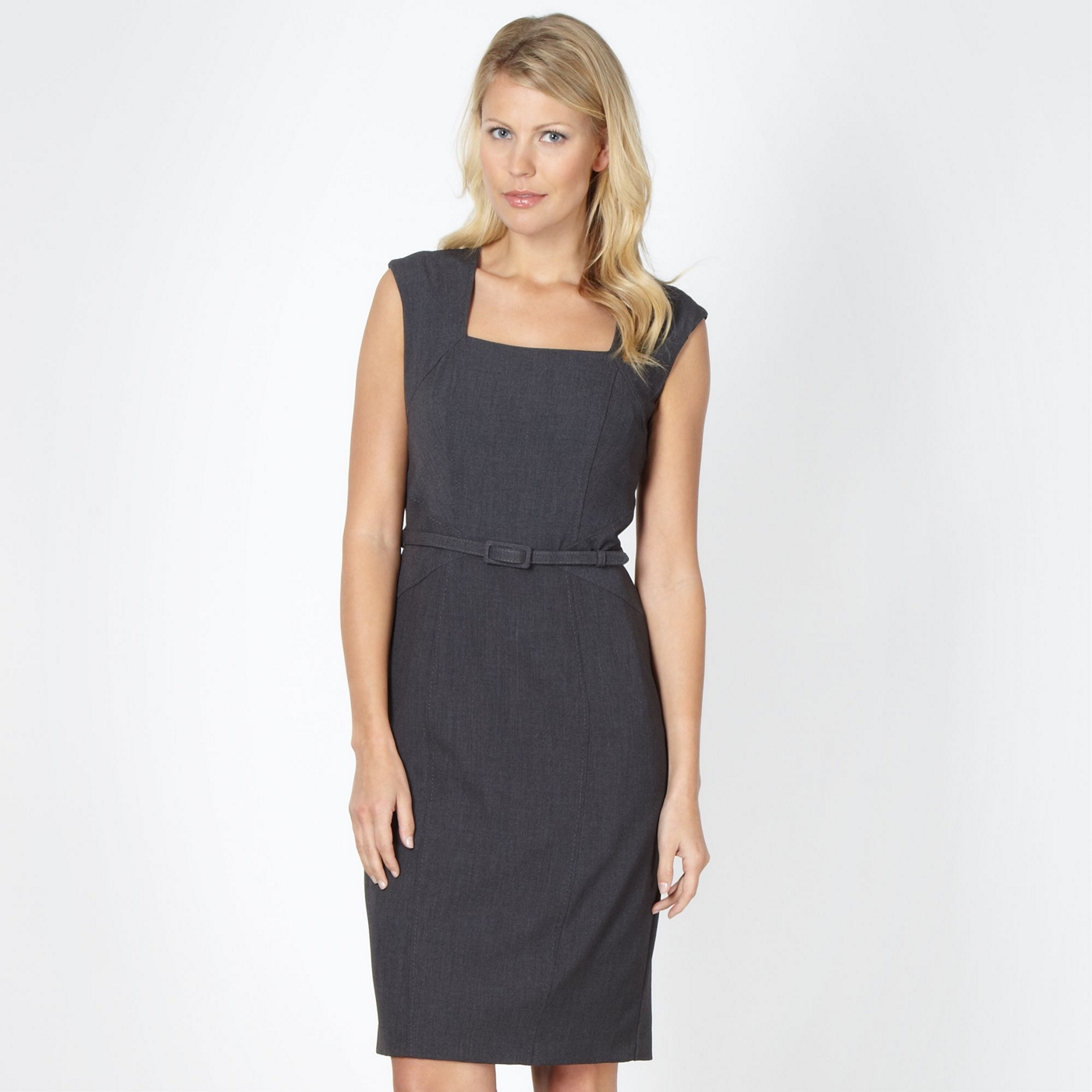 The Collection Grey stab stitched work dress