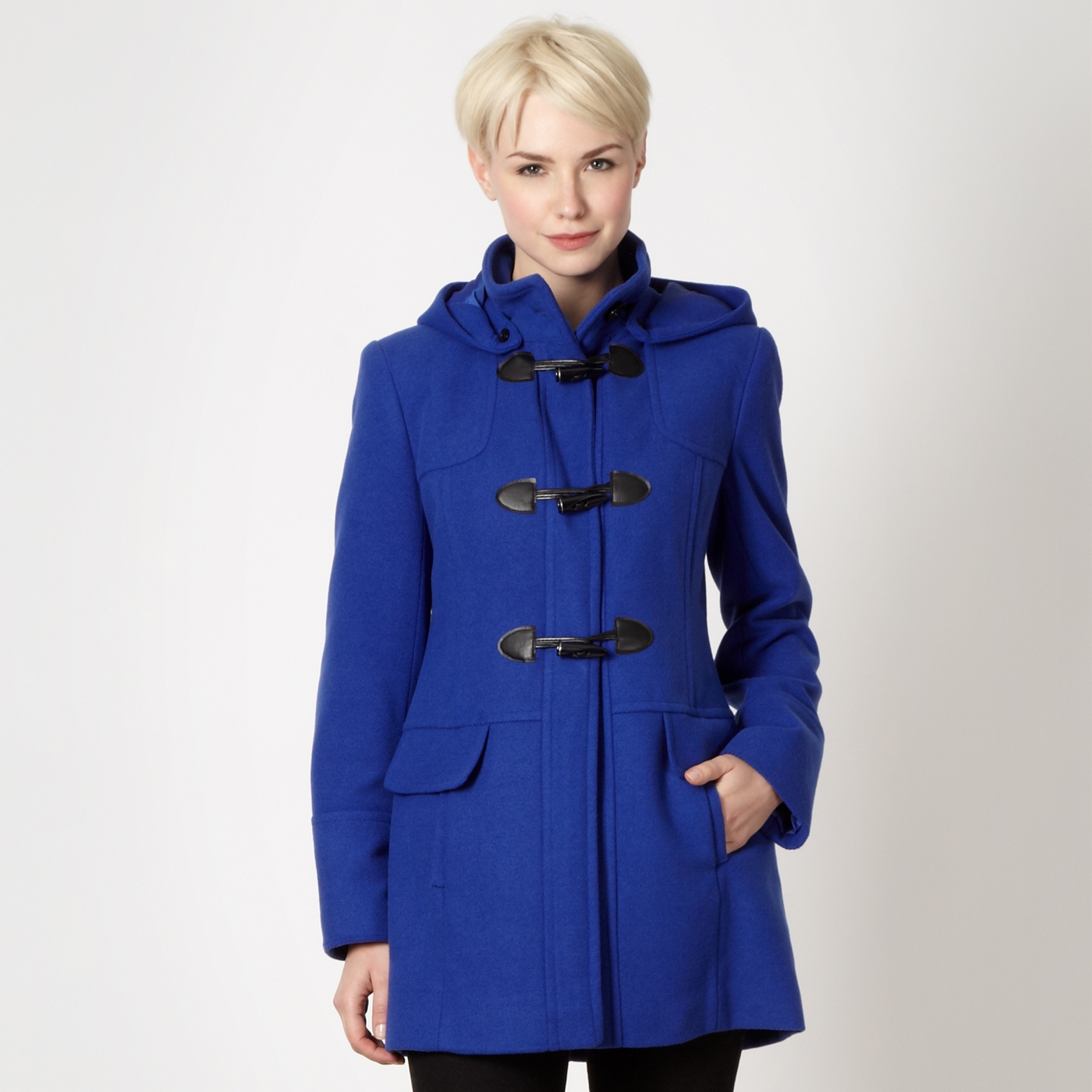 The Collection Blue textured duffle coat