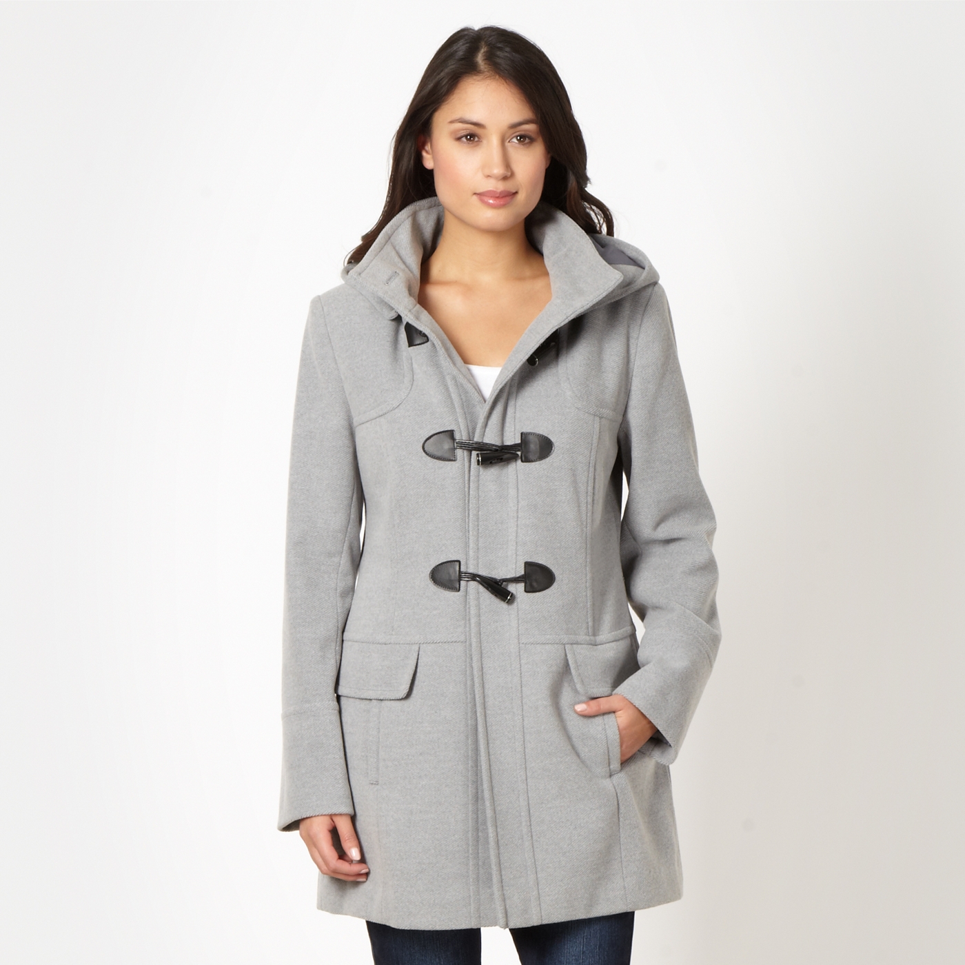 The Collection Grey hooded duffle coat