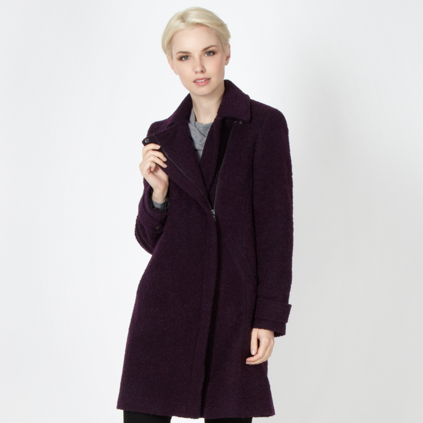 The Collection Purple zip long coat