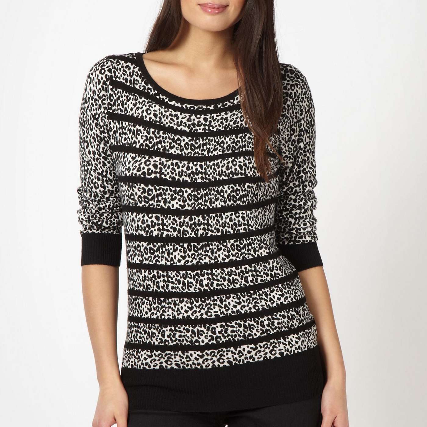 The Collection Designer black leopard print knitted jumper