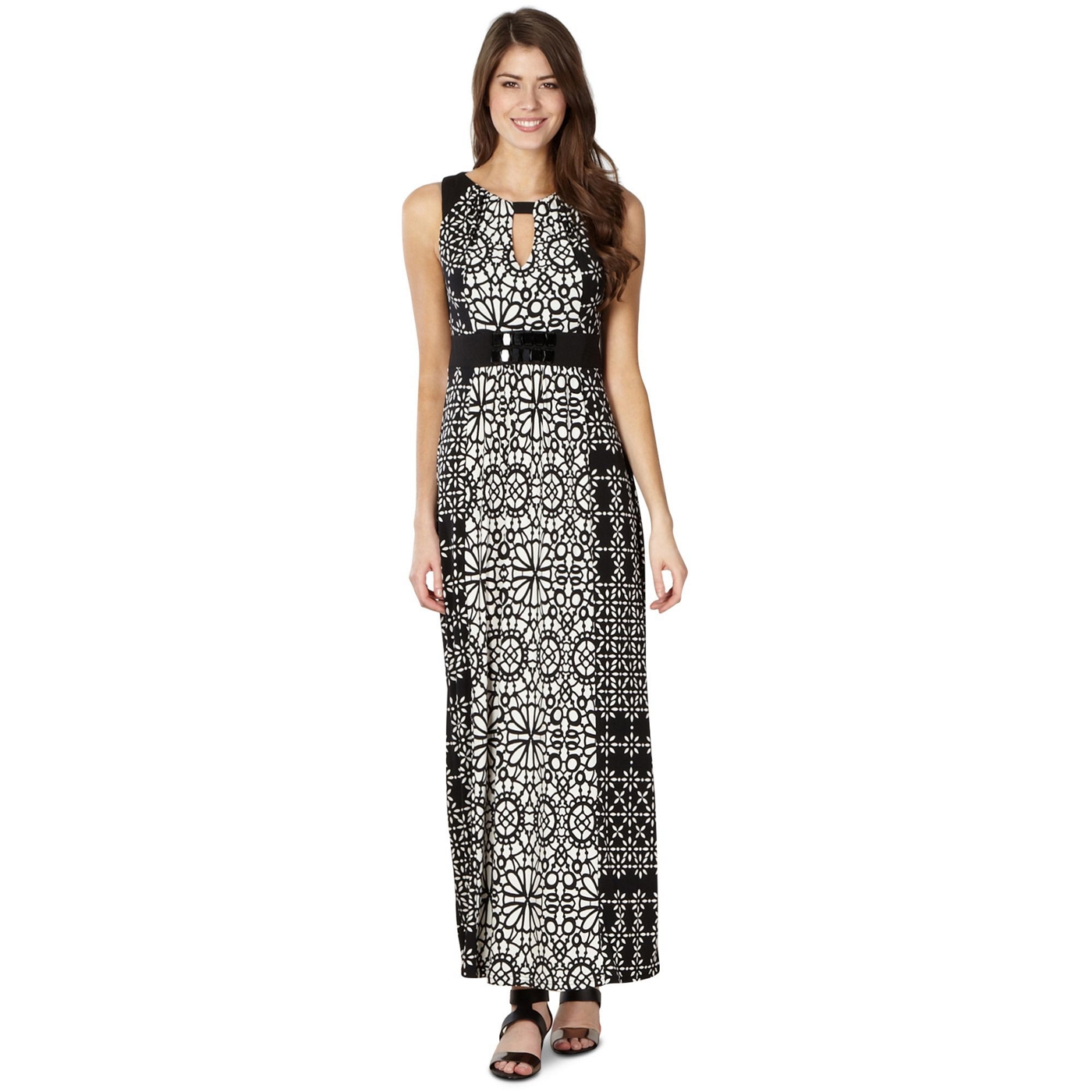 The Collection Black mixed print maxi dress
