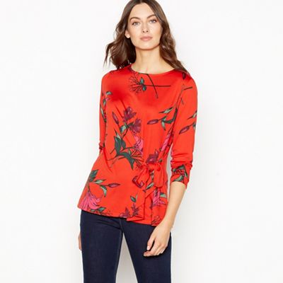 The Collection - Orange floral print jersey top